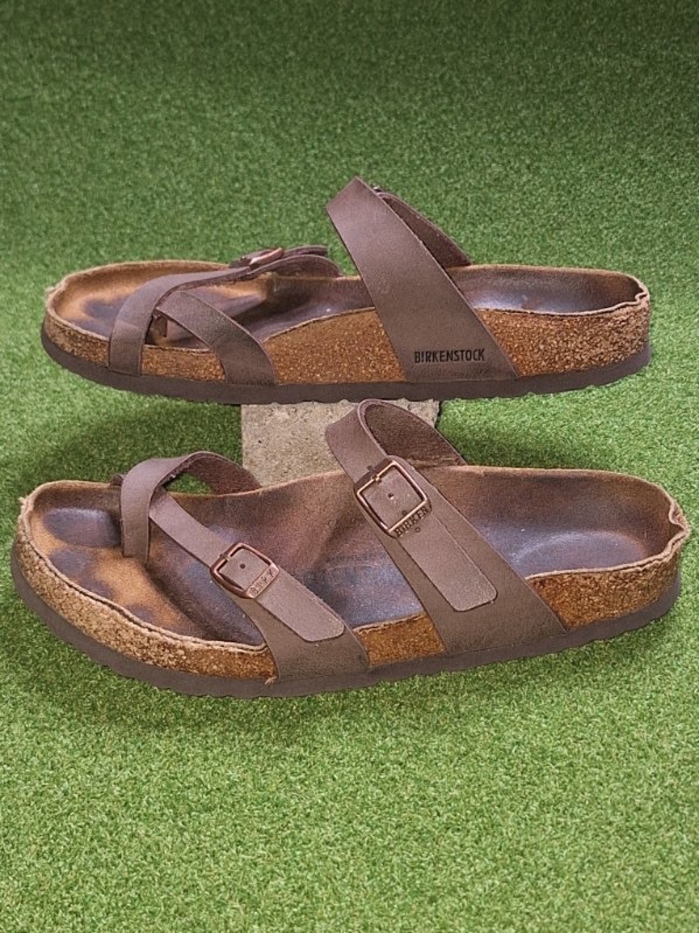 Birkenstock Mayari Brown Tan Birko-Flor Buckle Sandals EU 40 US 9 Regular